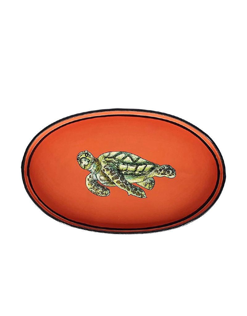 Fauna Hand-Painted Iron Tray - Turtle