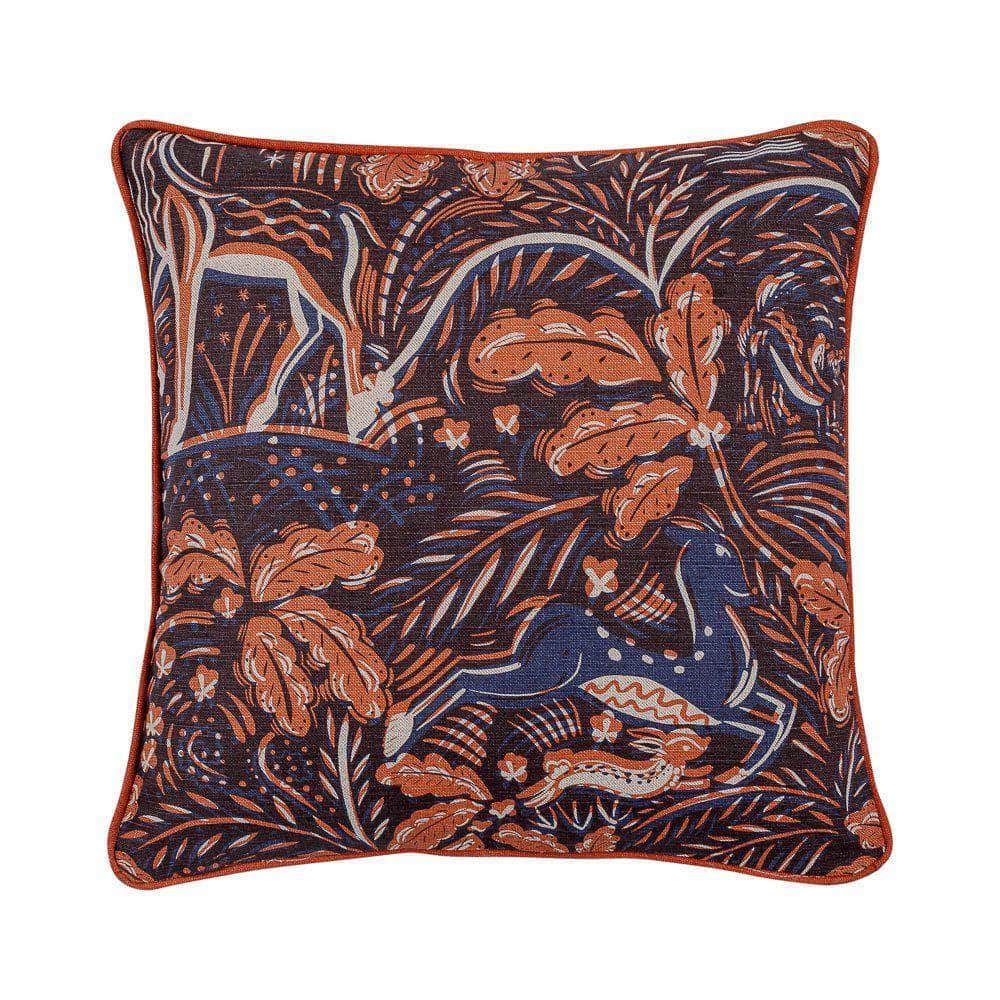 Staffordshire Small Cushion in Navy and Rust