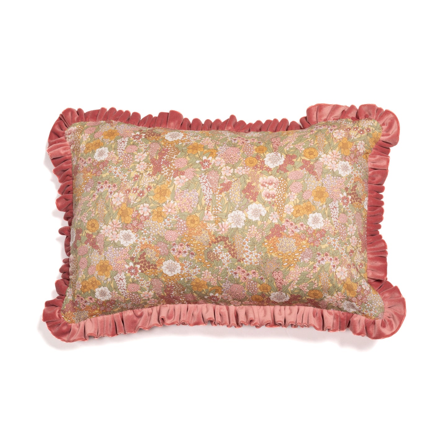 Velvet Ruffle Cushion in Liberty Fabric 'Ciara Soft'