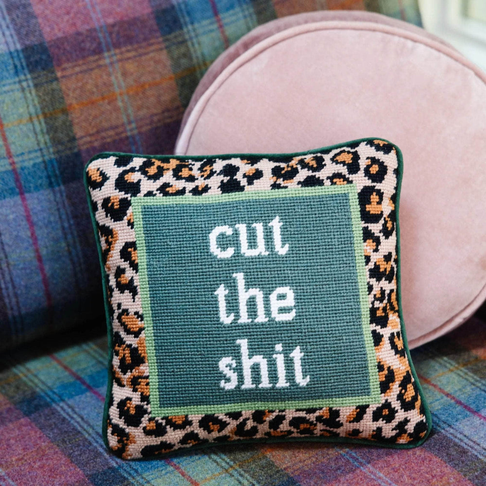 Cut The Shit Needlepoint Pillow