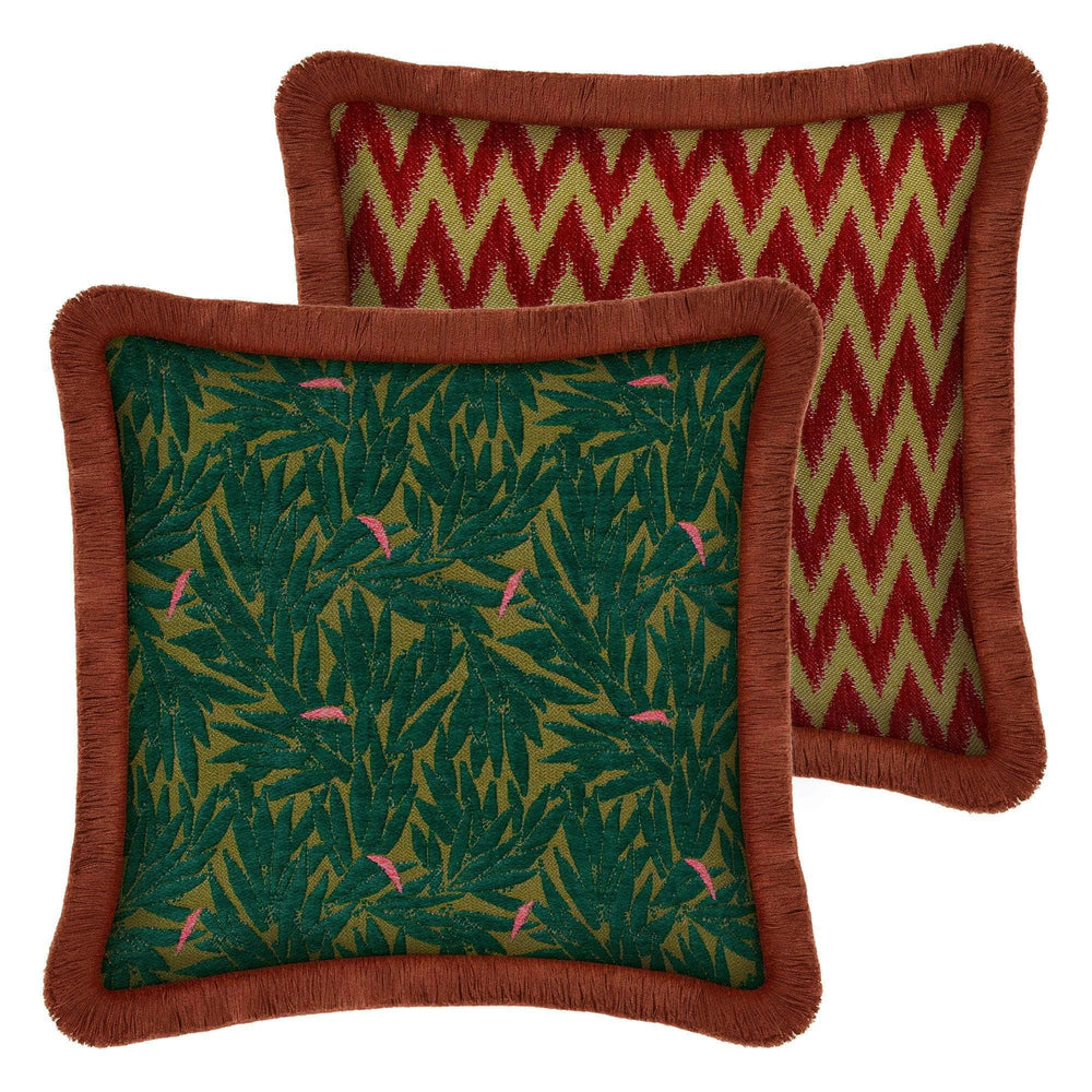 Double sided cushion Yoko Moss & Pink x Rosita Bordeaux & Olive