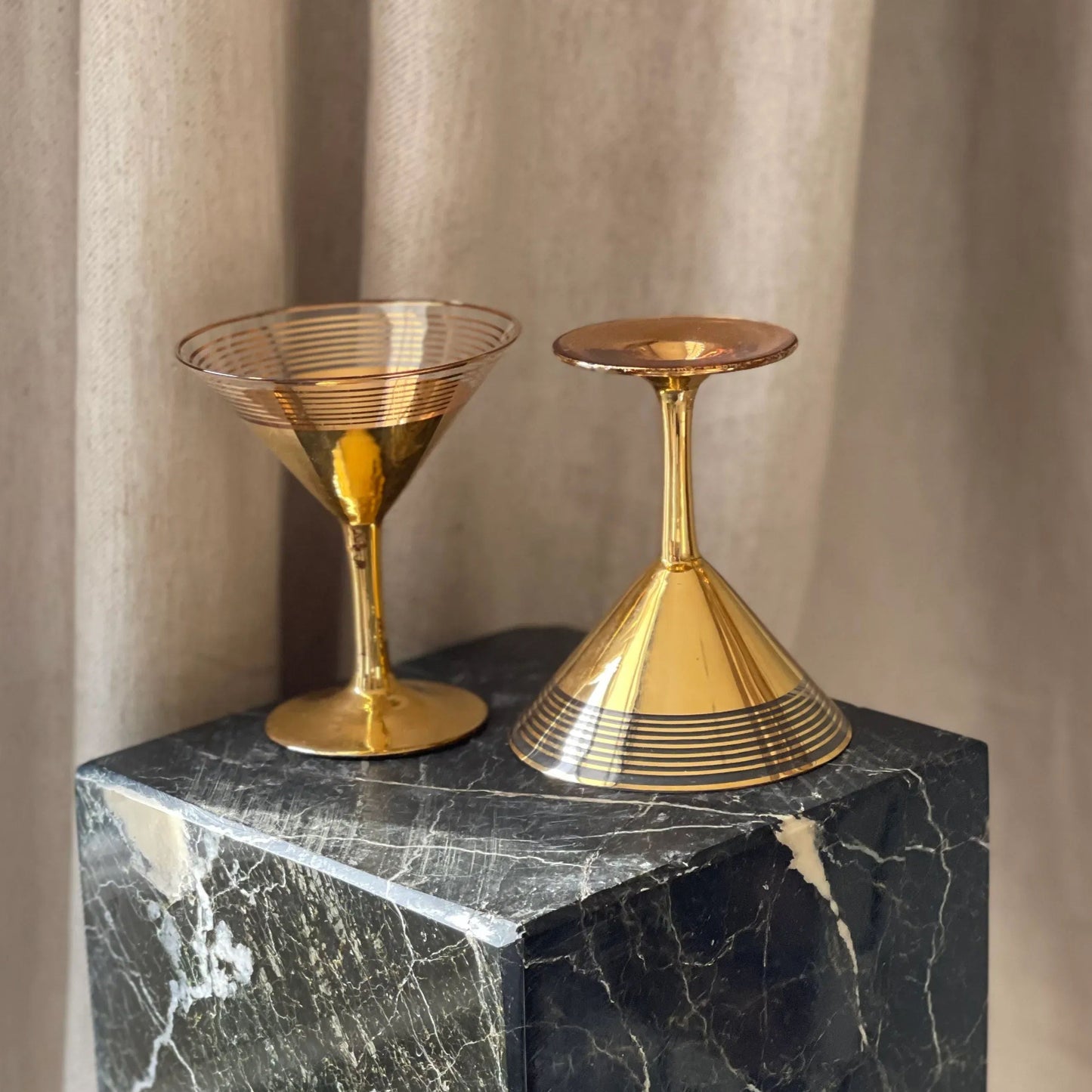 Gold Pair of Martini Glasses