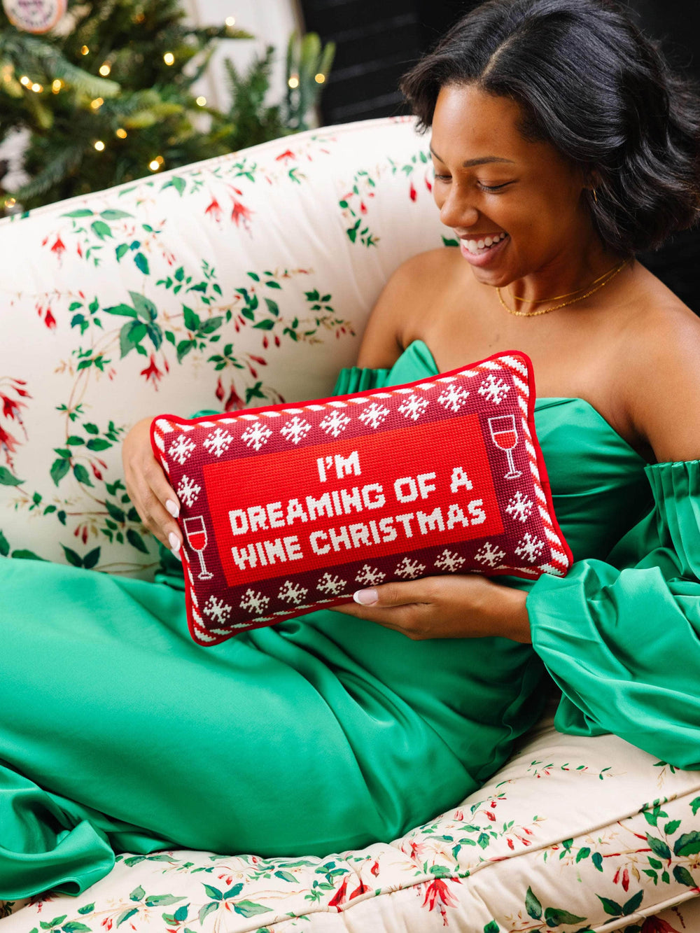 Dreaming of Wine Needlepoint Pillow