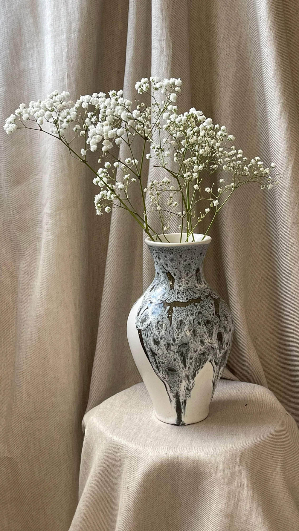 Blue and White Mottled Vase