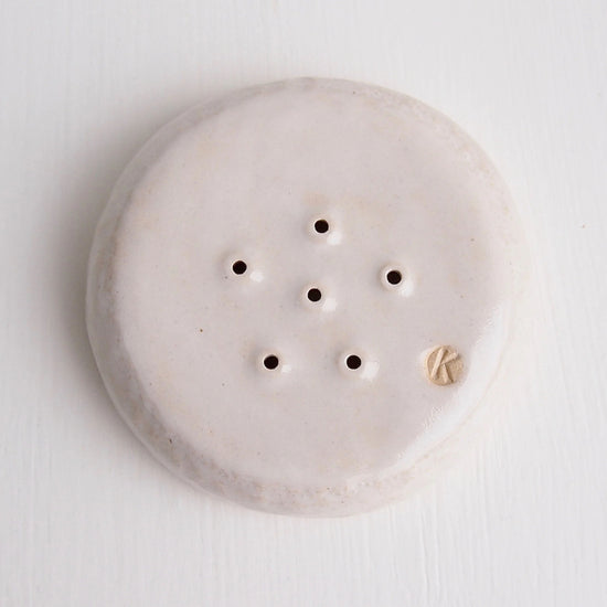 Handmade White Ceramic Soap Dish