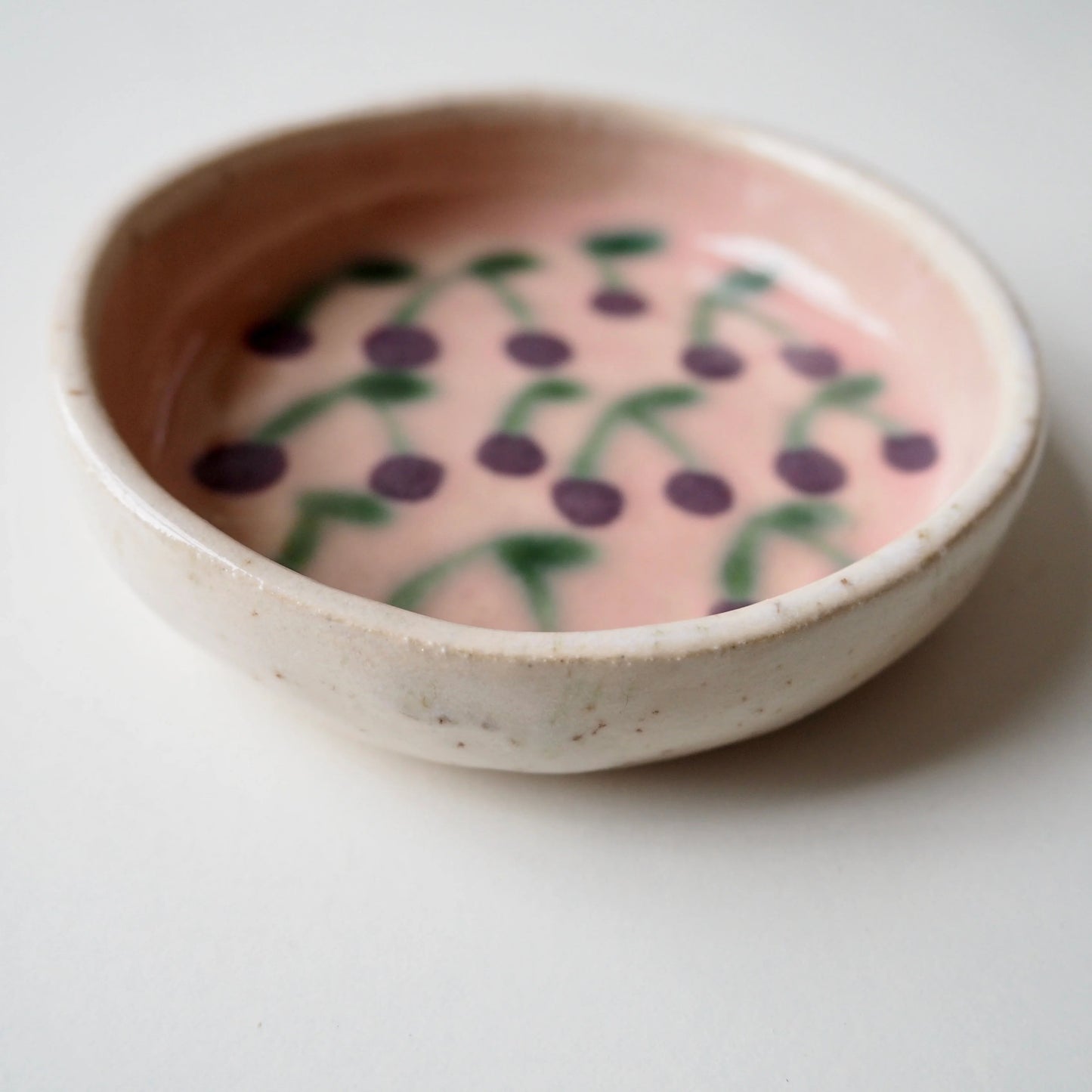 Handmade Purple Cherry Ceramic Ring Dish