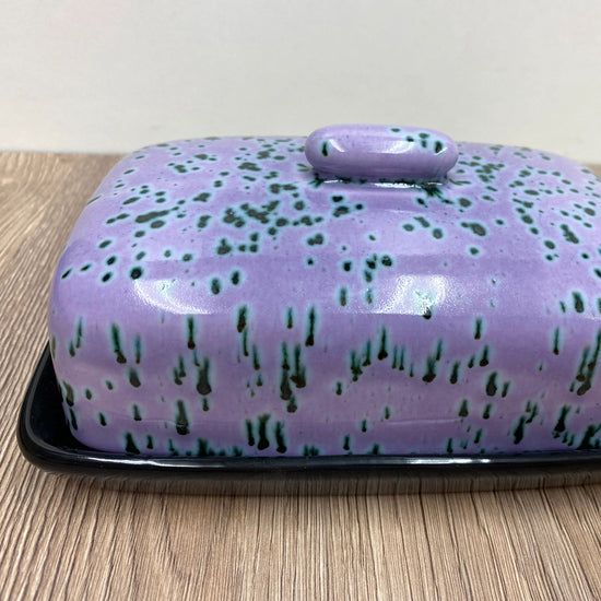 Butter Dish with Purple Speckle Glaze