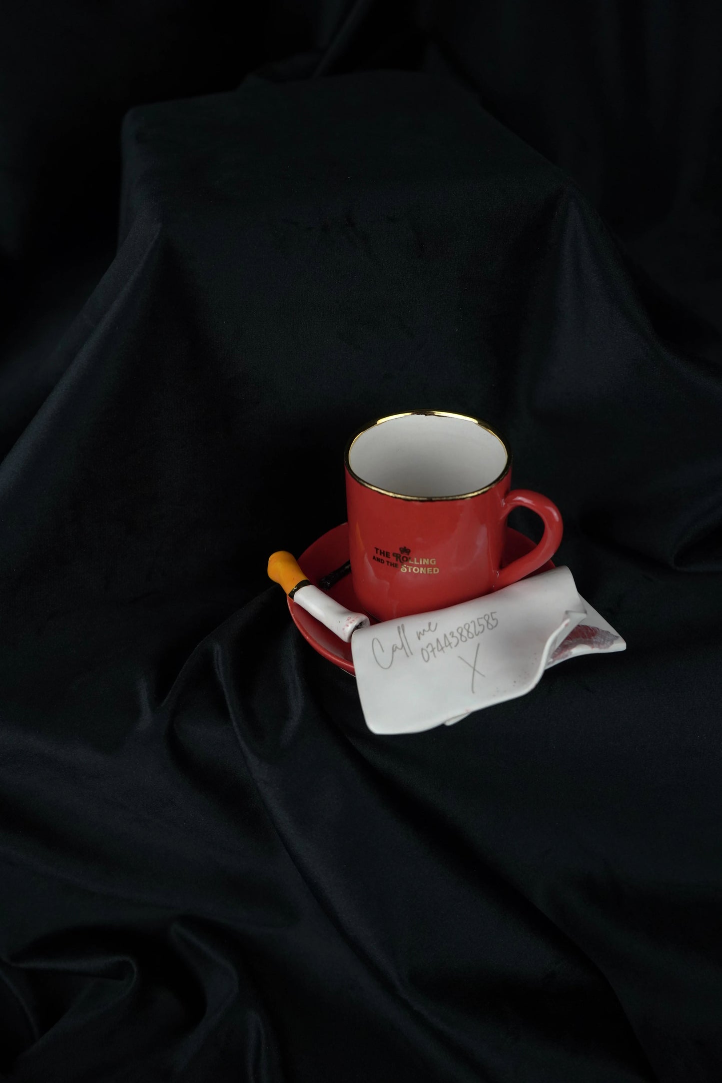 Call Me Napkin Espresso Cup & Saucer