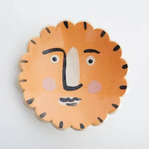 Isolation Face Scalloped Round Trinket Dish Orange