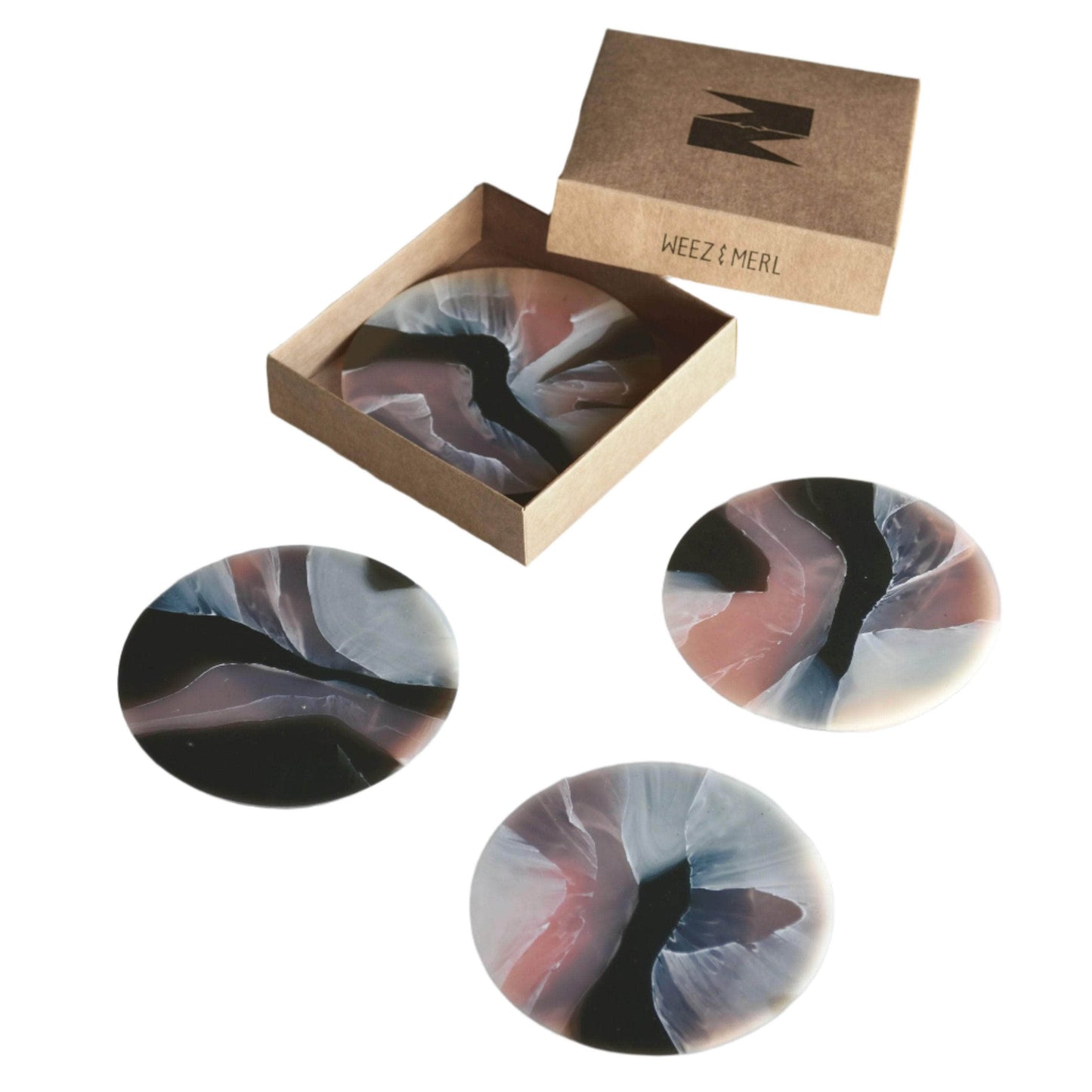 Recycled Plastic Set of 4 Gift-Boxed Coasters Tortoiseshell Rose