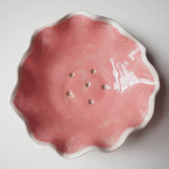 Handmade Pink Curvy Edge Ceramic Soap Dish