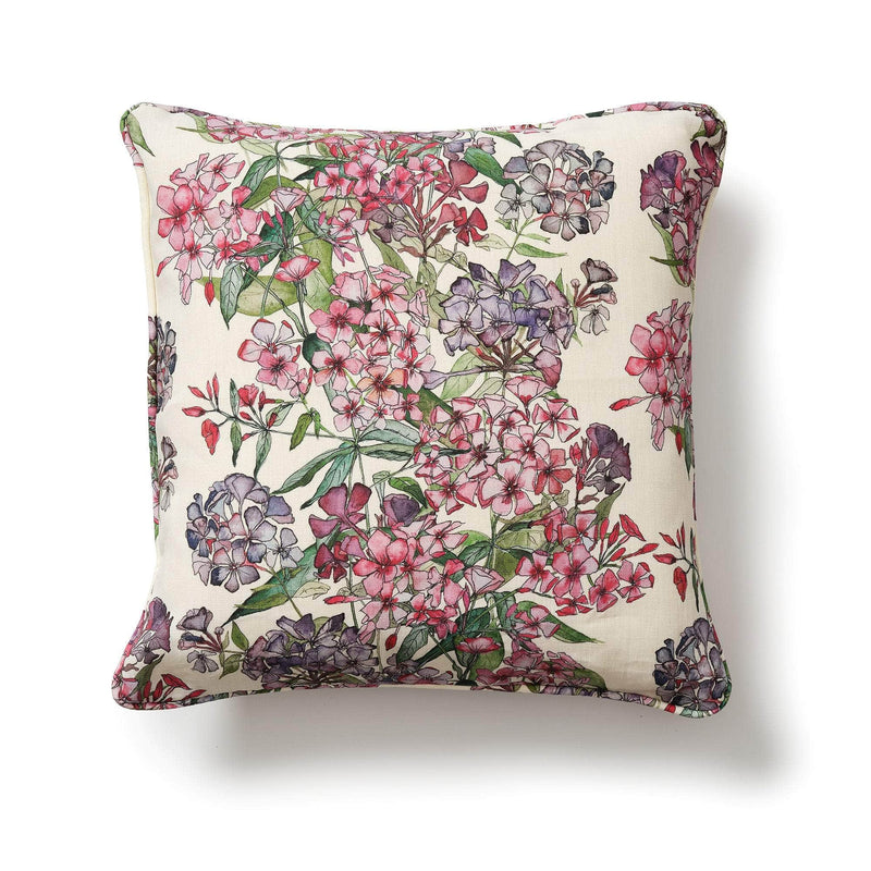 Square Mixed Phlox Rows Cushion with Piping