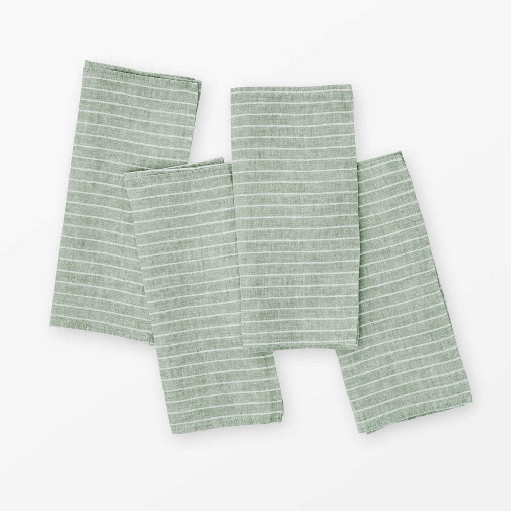 Linen Napkin Pine Stripe Green - Set of 4