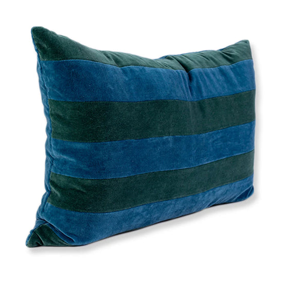 Striped Velvet Lumbar Pillow - Green + Peacock