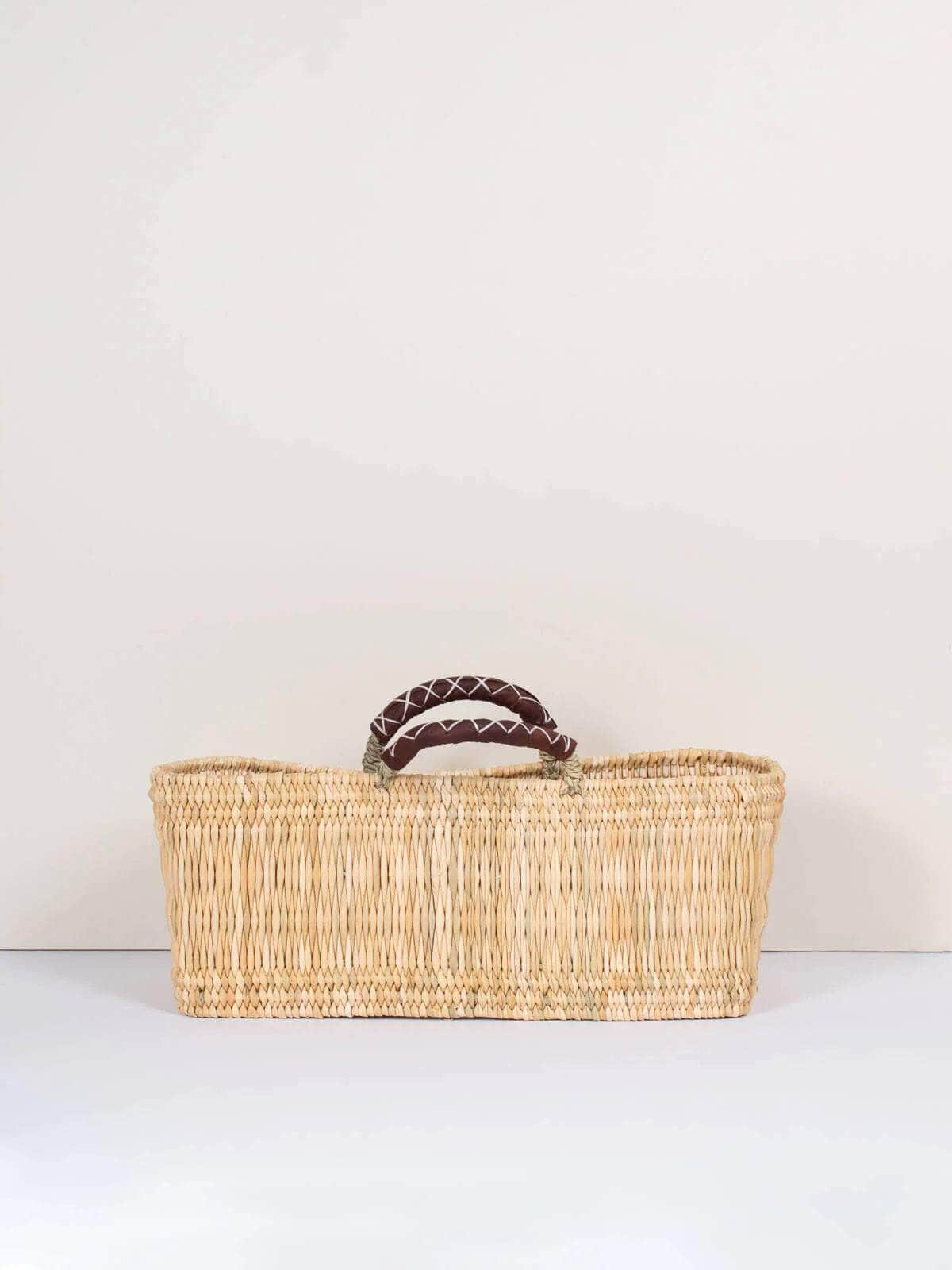 Reed Basket with Leather