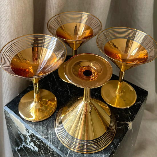 Gold Set of 4 Martini Glasses