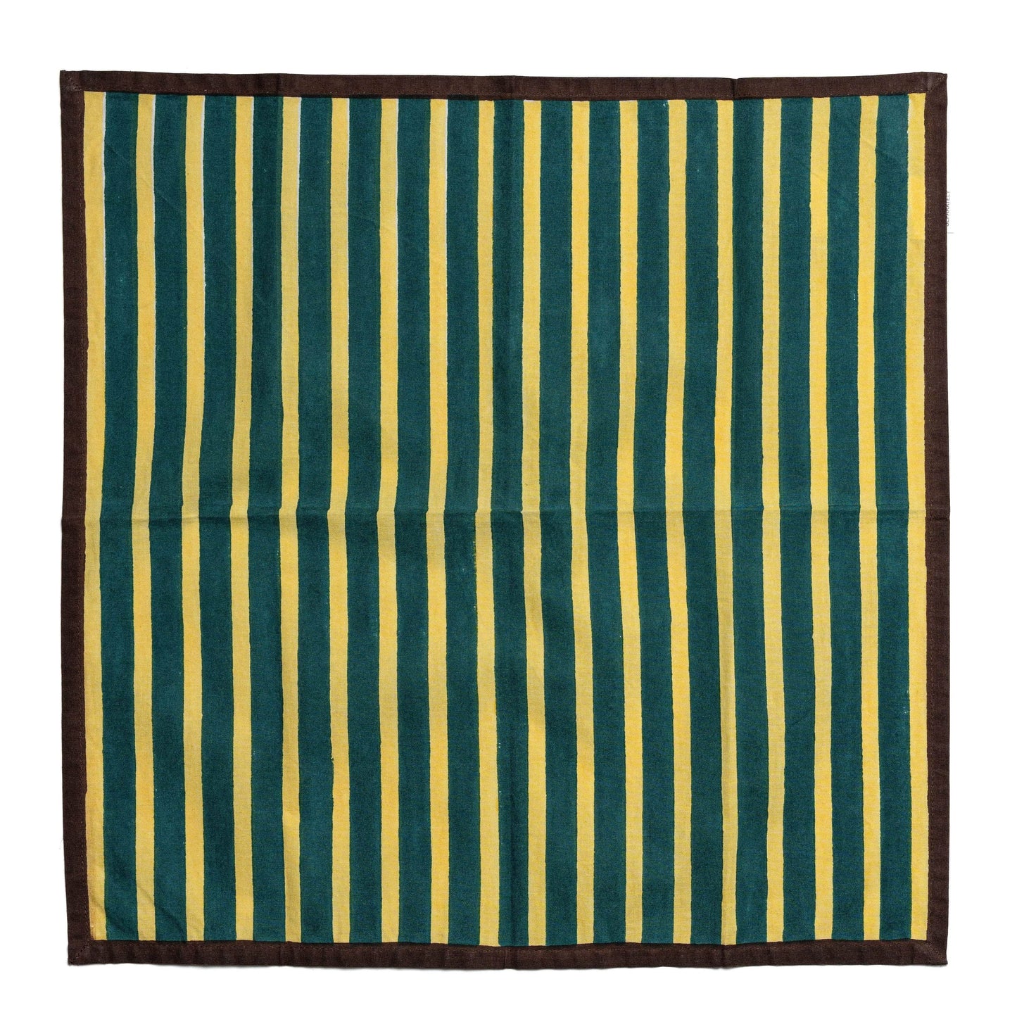 Block Stripe Napkins - Lemon / Forest Green