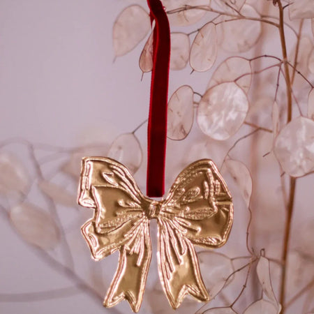 Gold Embossed Bow Ornament