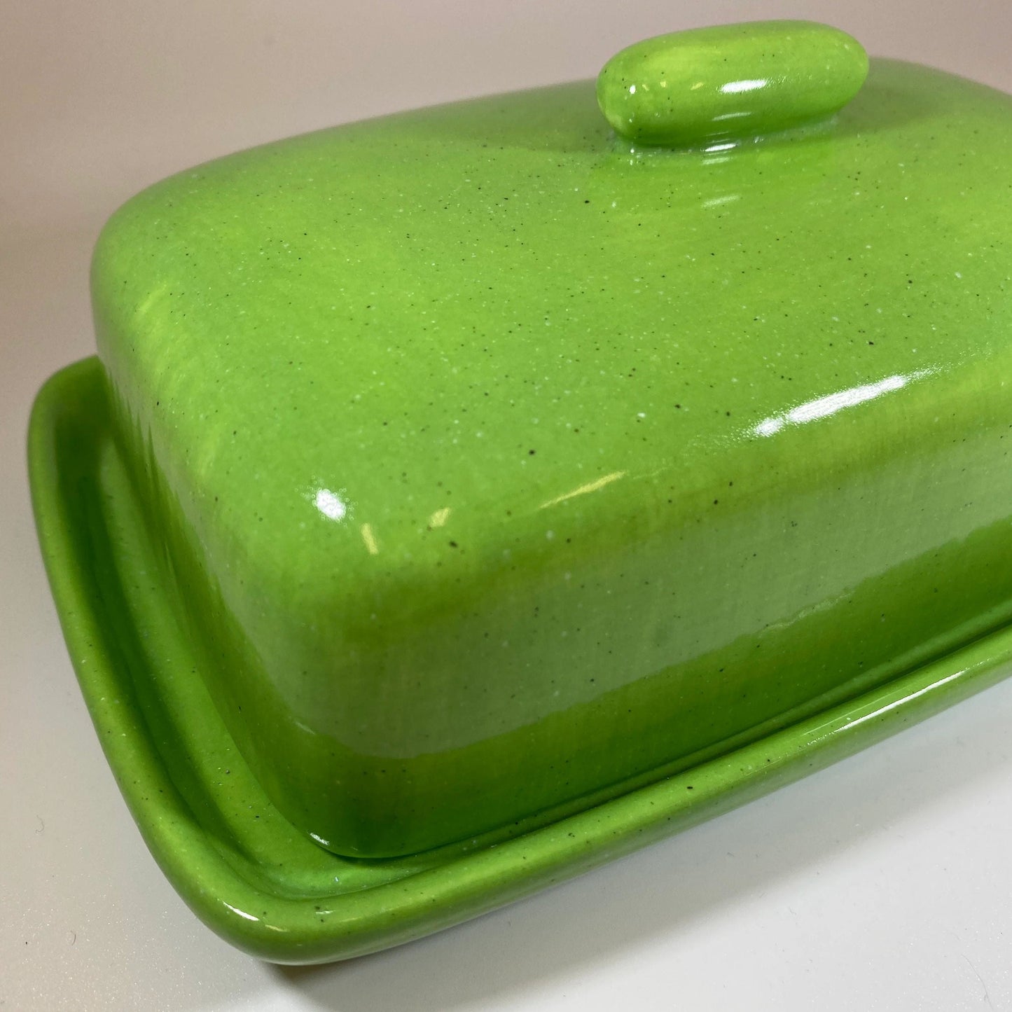 Butter Dish Lime Green Glaze