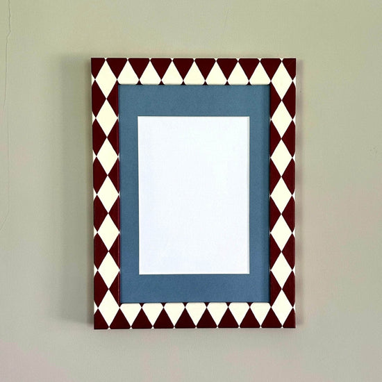 Painted Wood Picture Frame, Brick / Ivory Harlequin