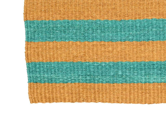 MIALE: Turquoise & Gold Woven Sisal Doormat