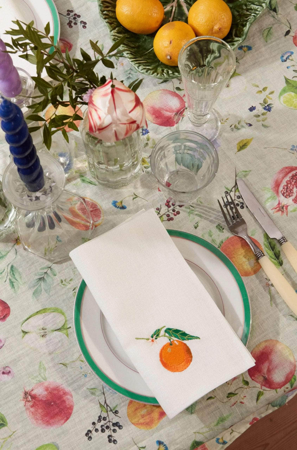 Persephone Embroidered Linen Napkin