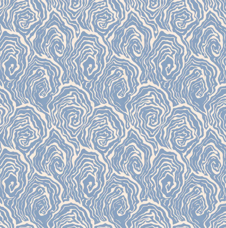 Oysters - in Blue Foam - Wallpaper