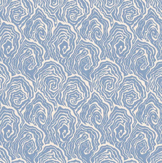 Oysters - in Blue Foam - Wallpaper