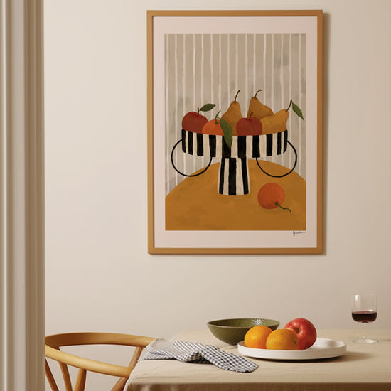 Fruit In Striped Bowl Print