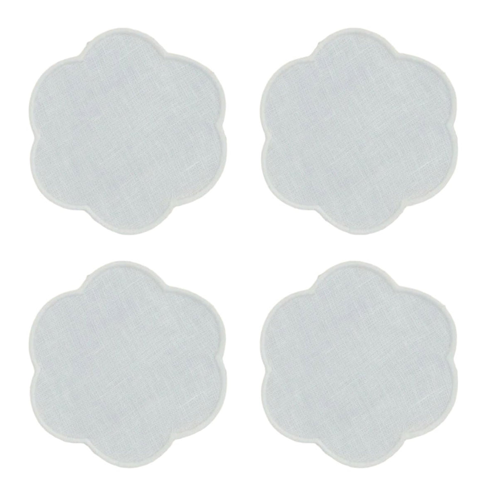 The White Linen Scalloped Coasters (Set of 4)