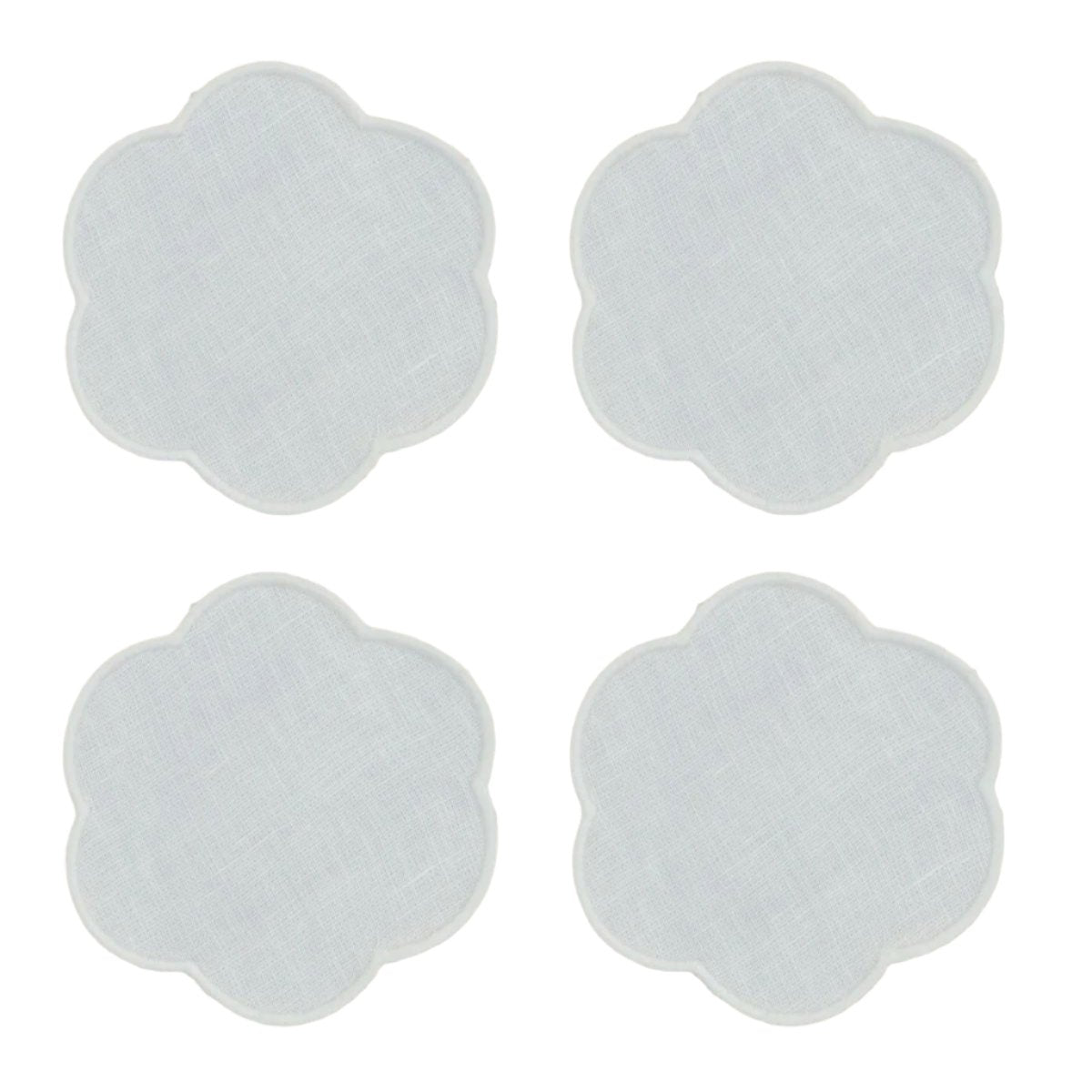 The White Linen Scalloped Coasters (Set of 4)