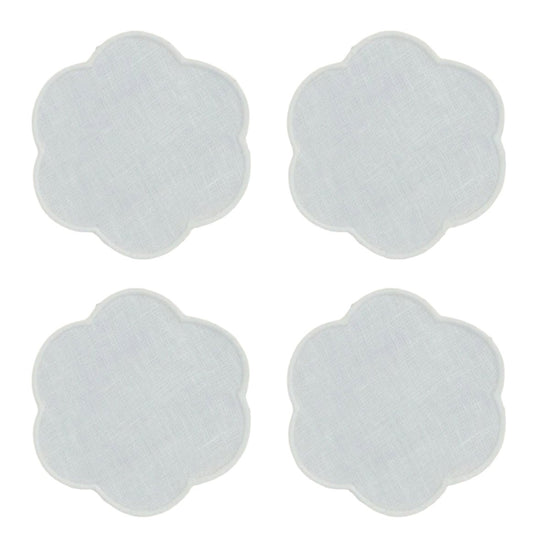 The White Linen Scalloped Coasters (Set of 4)