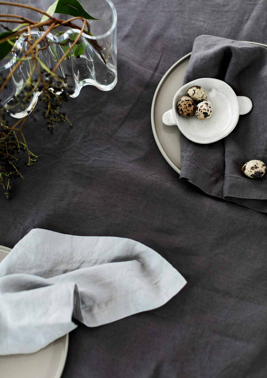 100% Linen Tablecloth - Graphite Grey