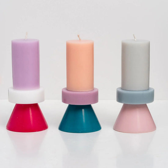 Stack Candle Tall - Blush / Pastel Purple / Teal