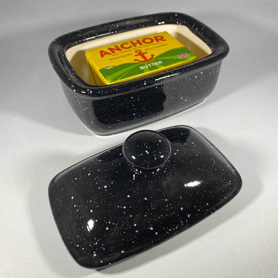 Butter Dish with Lid - Black Speckle Glaze