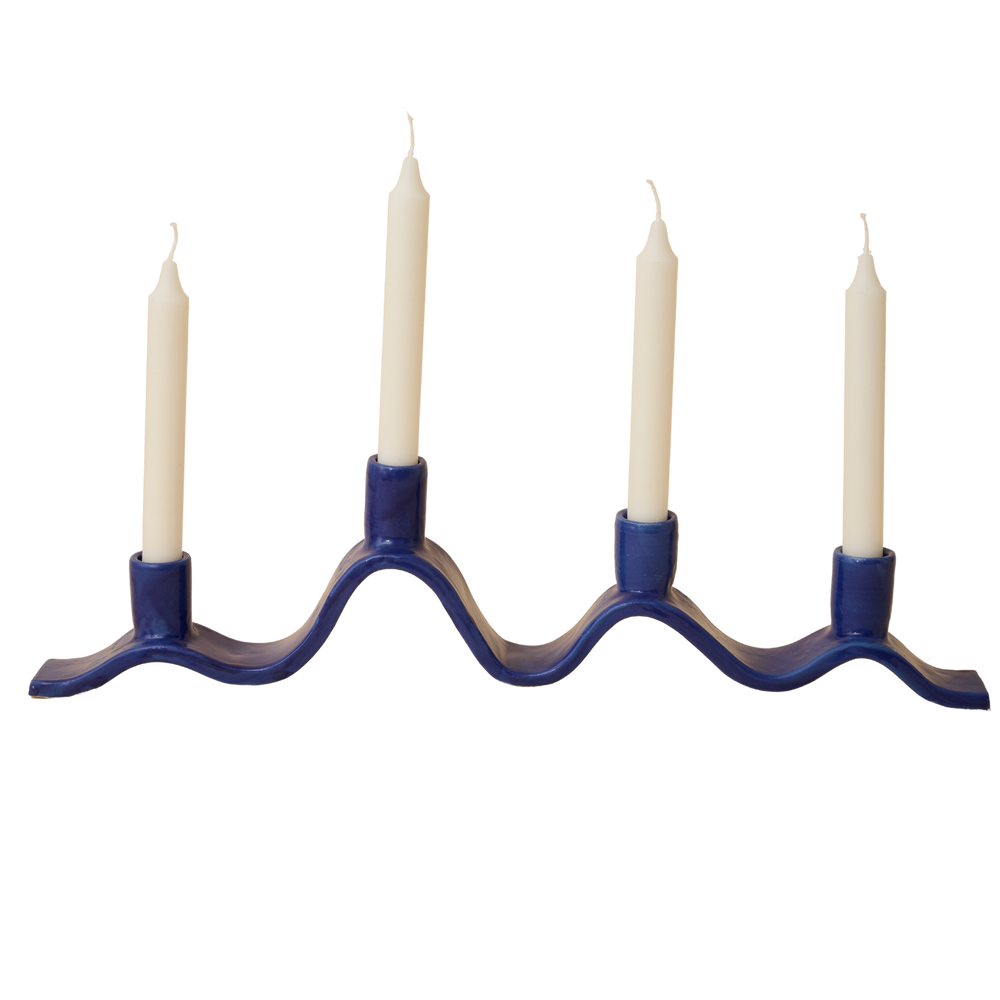 Large Wavy Candelabra - Blue