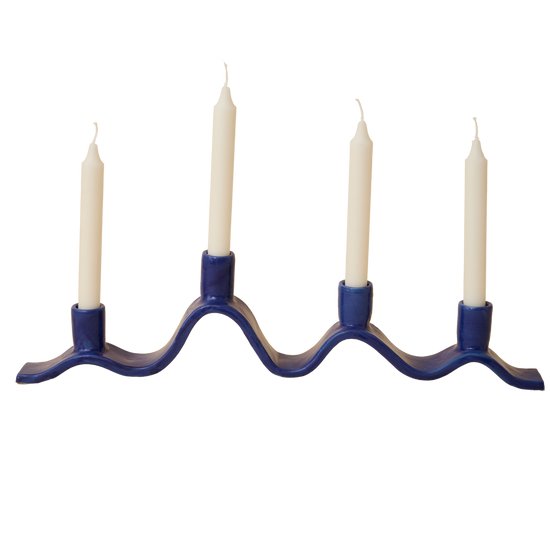 Large Wavy Candelabra - Blue