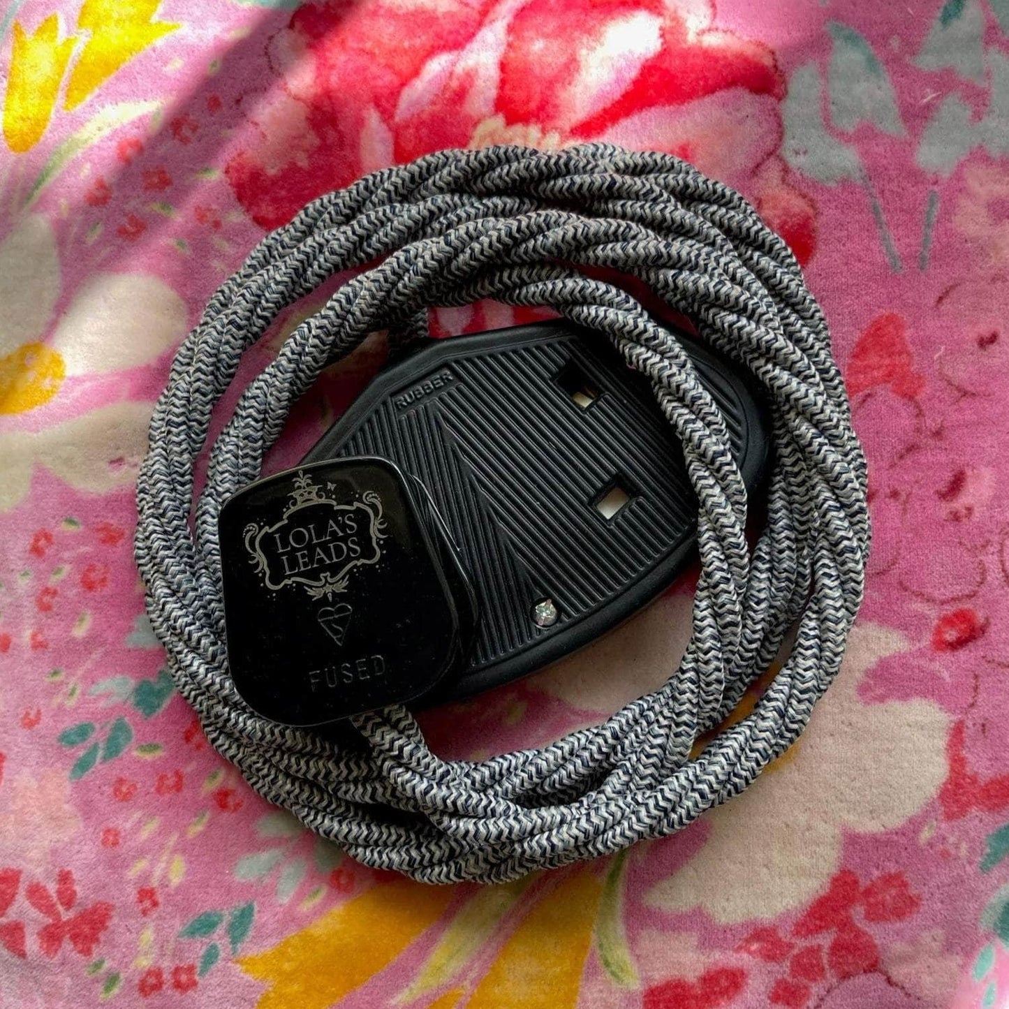 Fabric Extension Cable in Denim Chevron