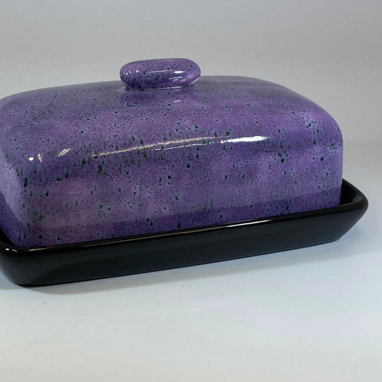 Butter Dish with Purple Speckle Glaze