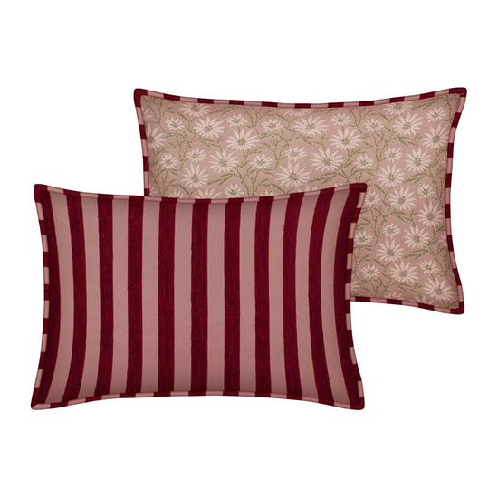 Double Sided Cushion Jackie Bordeaux & Rose x Mako Rose & Olive