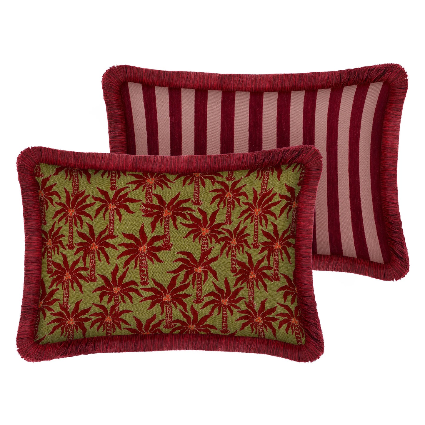 Double Sided Cushion Laura Olive & Bordeaux x Jackie Bordeaux & Rose