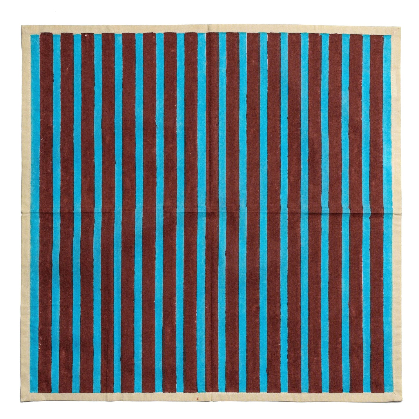 Block Stripe Napkins - Cyan / Russet