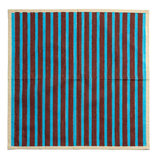 Block Stripe Napkins - Cyan / Russet