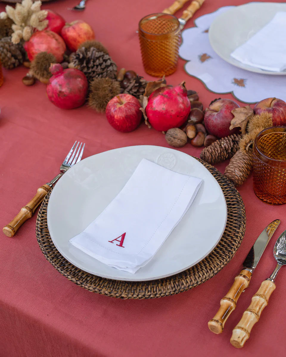 Personalised White Hemstitch Linen Napkin