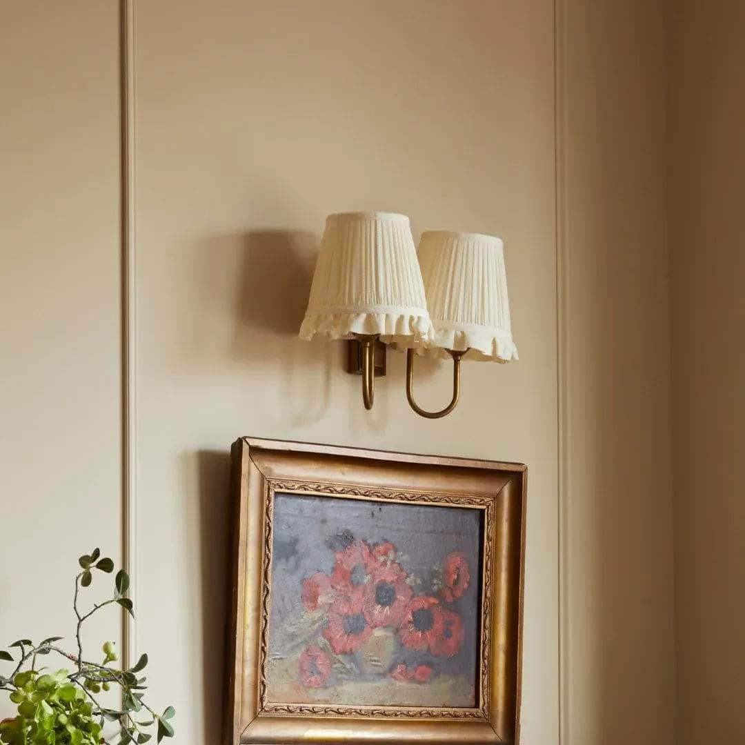 Cream Embroidered Stripe Lampshade