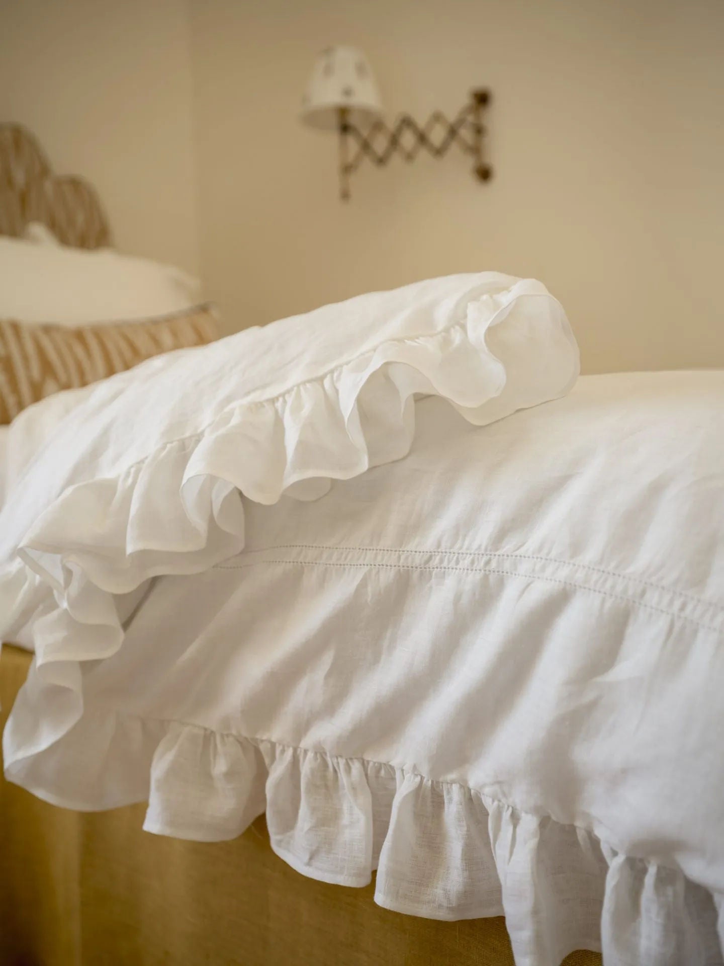 Personalised Ruffle Pillowcase Ivory White