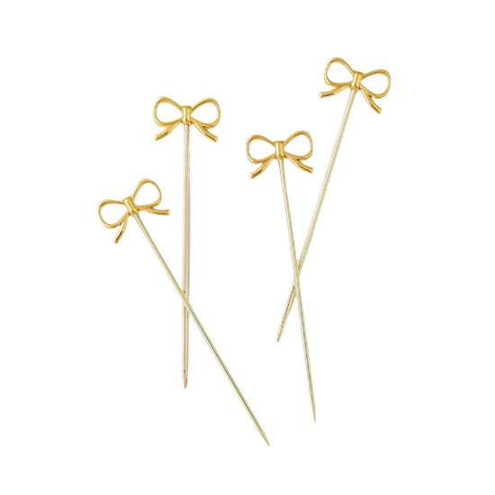 Gold Bow Cocktail Picks