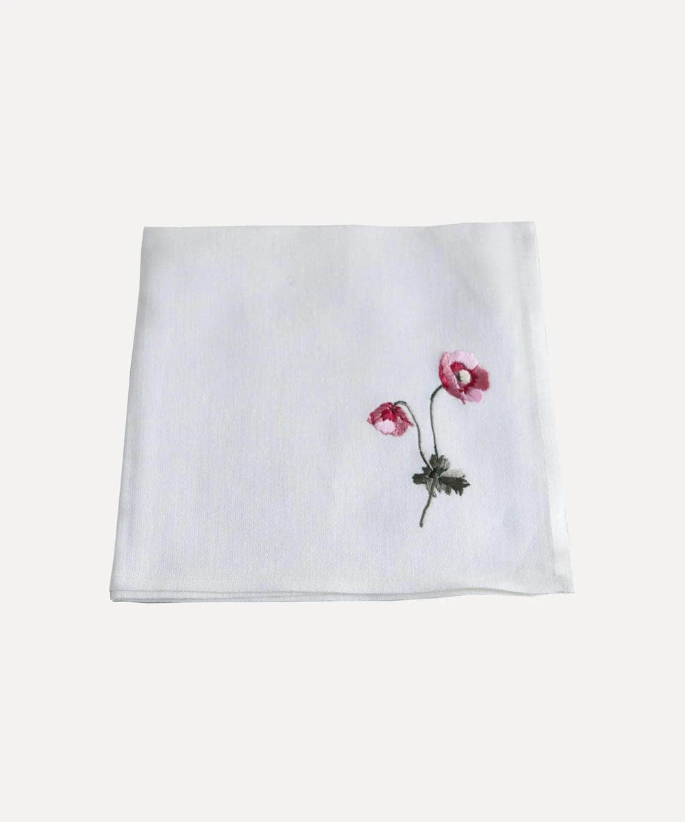 Flora Stripe Embroidered Linen Napkin