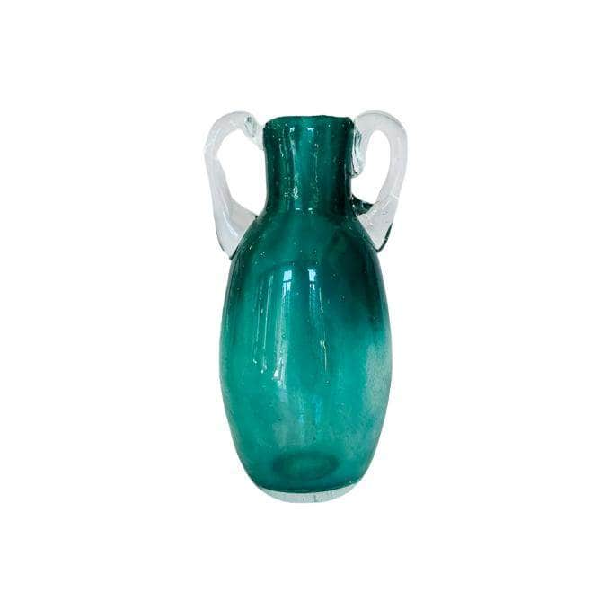 Blown Glass Amphora Vase, Turquoise Slim