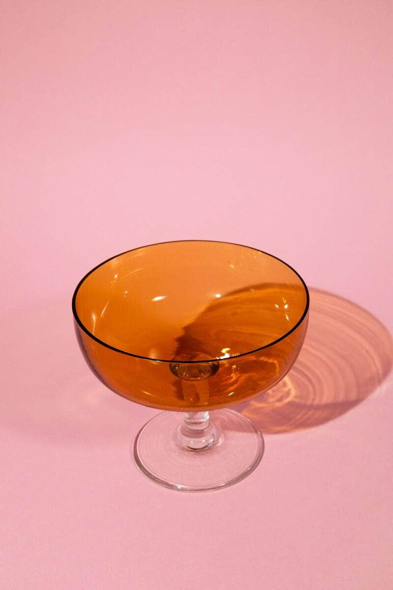 Vintage Amber Glass Stemmed Bowl